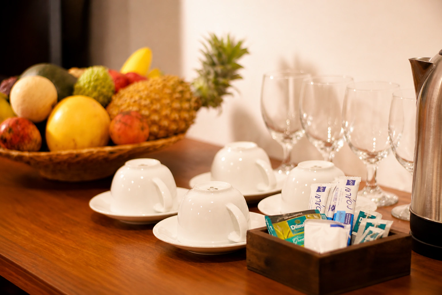Tea, fruit and refreshments prepared in the room